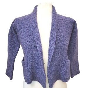 Eileen Fisher Purple Lavender Short Bolero Knit Open Front Sweater Jacket M